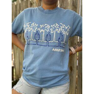 Vintage 80's Arizona Single Stitch Blue Graphic Tee T-Shirt Size Medium